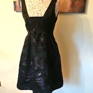 Maeve By Anthropologie Black Metallic Floral Mini Dress. Size 4